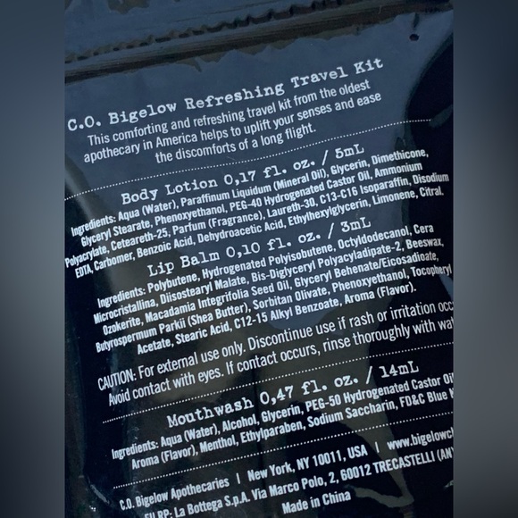 Co Bigelow Refreshing Travel Kit body lotion lip balm mouthwash sealed - Picture 3 of 3